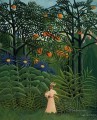 Mujer caminando en un bosque exótico 1905 Henri Rousseau Postimpresionismo Primitivismo ingenuo
